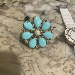 Kate Spade blue floral cocktail ring